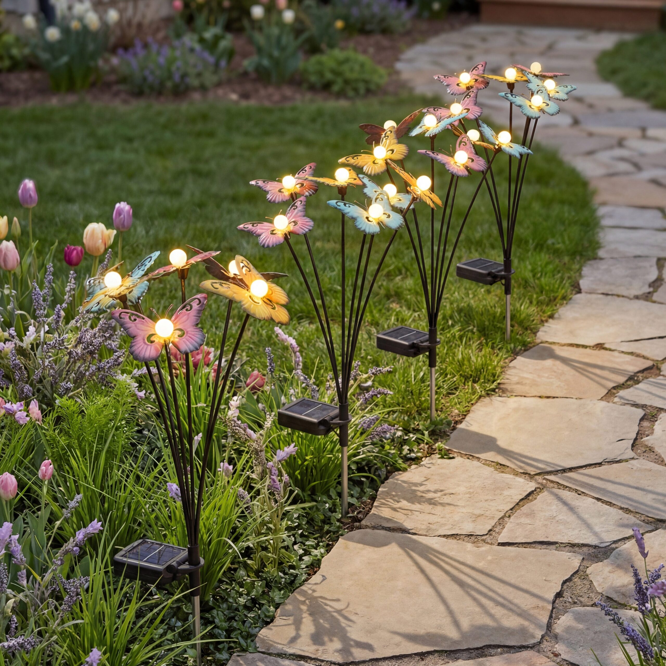 Colorful-Solar-Butterfly-Bouquet-Stake-With-Motion
